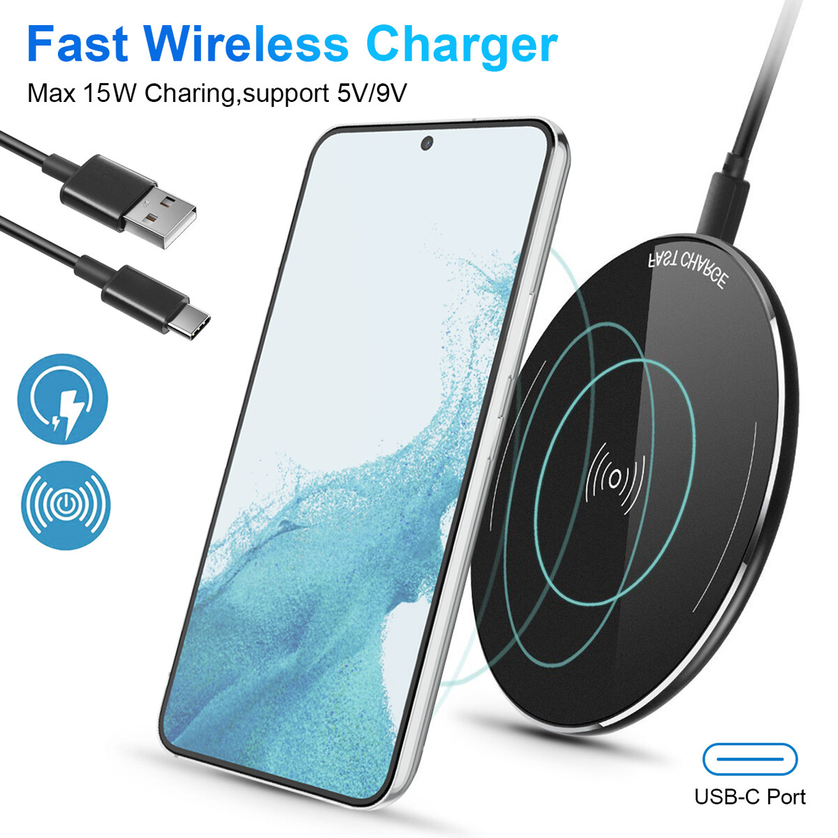 Fast Wireless Charging Pad for Samsung Galaxy S22 S21+ Note 20 Ultra 5G  Note10