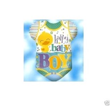 Balloon 18" Happy Baby BOY On Baby's Shirt Shape Mylar Foil Baby Shower Decor