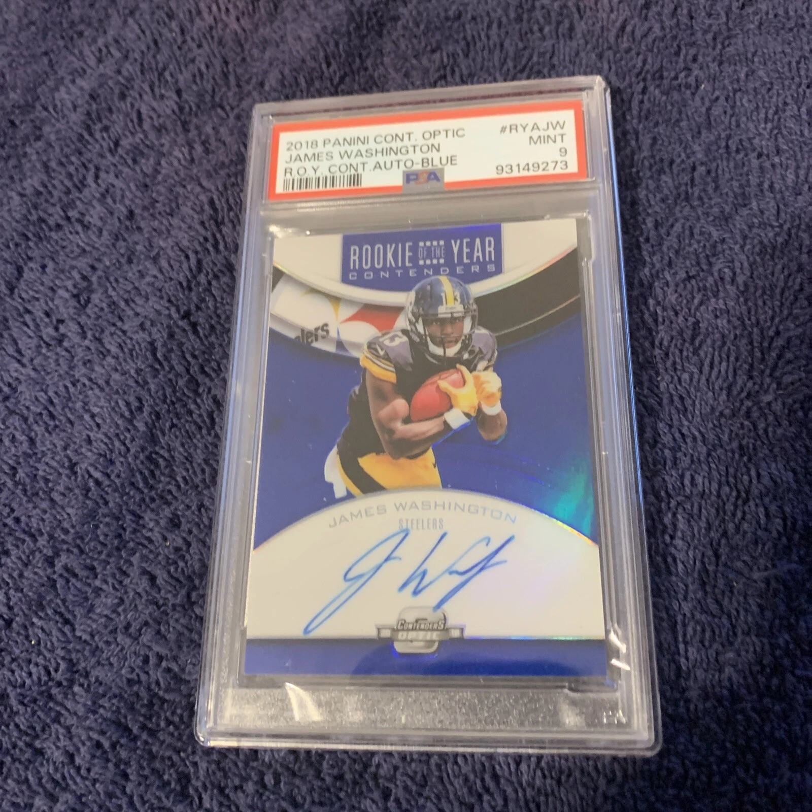 James Washington Panini Contenders Optic Rookie of the Year Contenders Autographs #RYAJW Blue