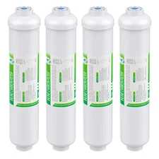 4 Pack Inline Post Carbon Water Filter Purifier Quick Connect 1/4" T33 10" x 2"
