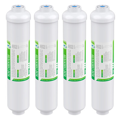 4 Pack Inline Post Carbon Water Filter Purifier Quick Connect 1/4'' T33 10'' x 2''