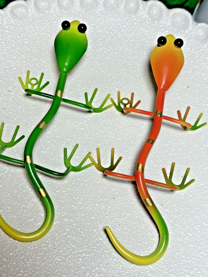 2 PCS Small Metal Gecko Lizard Art Deco Garden Sculptures eBay