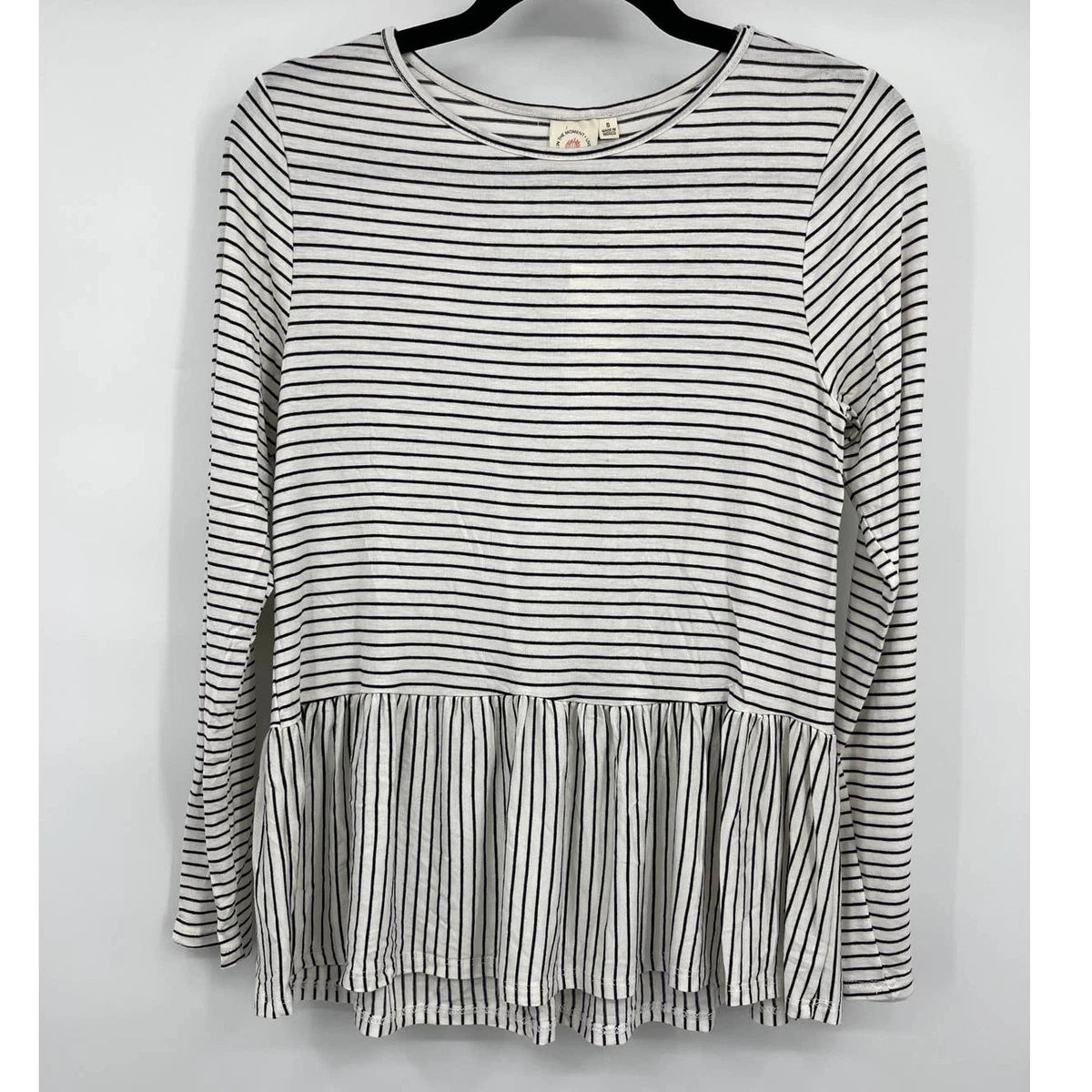 Black and white hotsell striped peplum top
