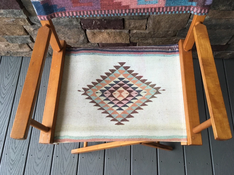 Золотая медаль винтажный середины века современный ретро дерева ацтеков S-West холст директор стул - Изображение 2 из 4