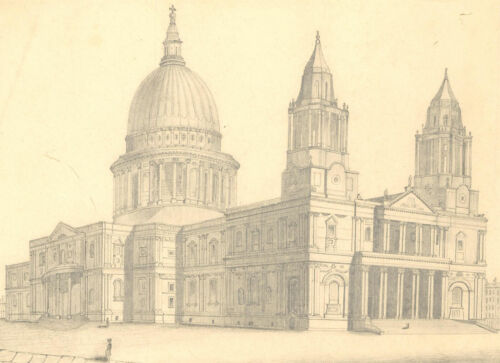 Early 20th Century Graphite Drawing - St. Paul's Cathedral - Photo 1 sur 2