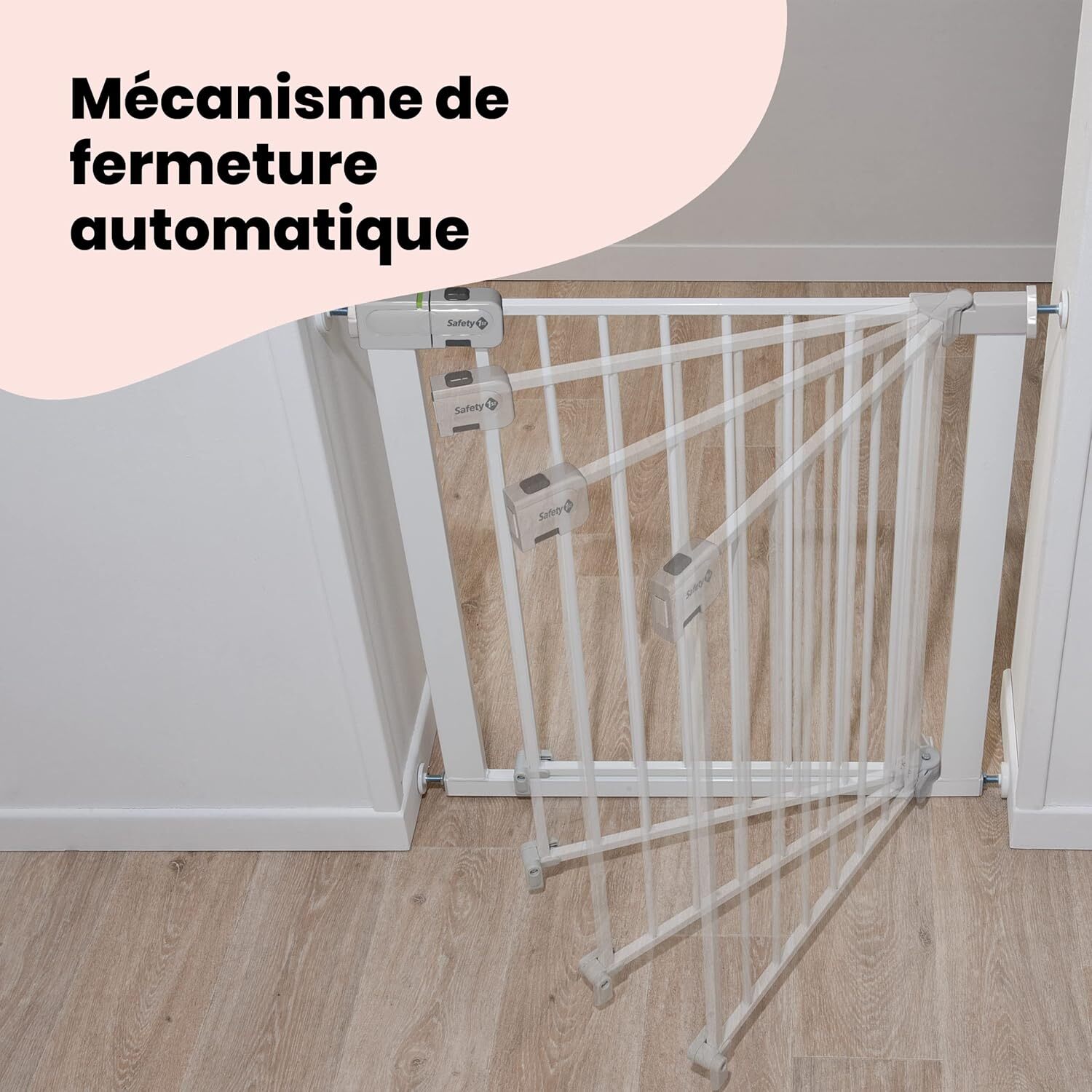 Barrière de sécurité enfant Auto Close en métal blanc pour escalier