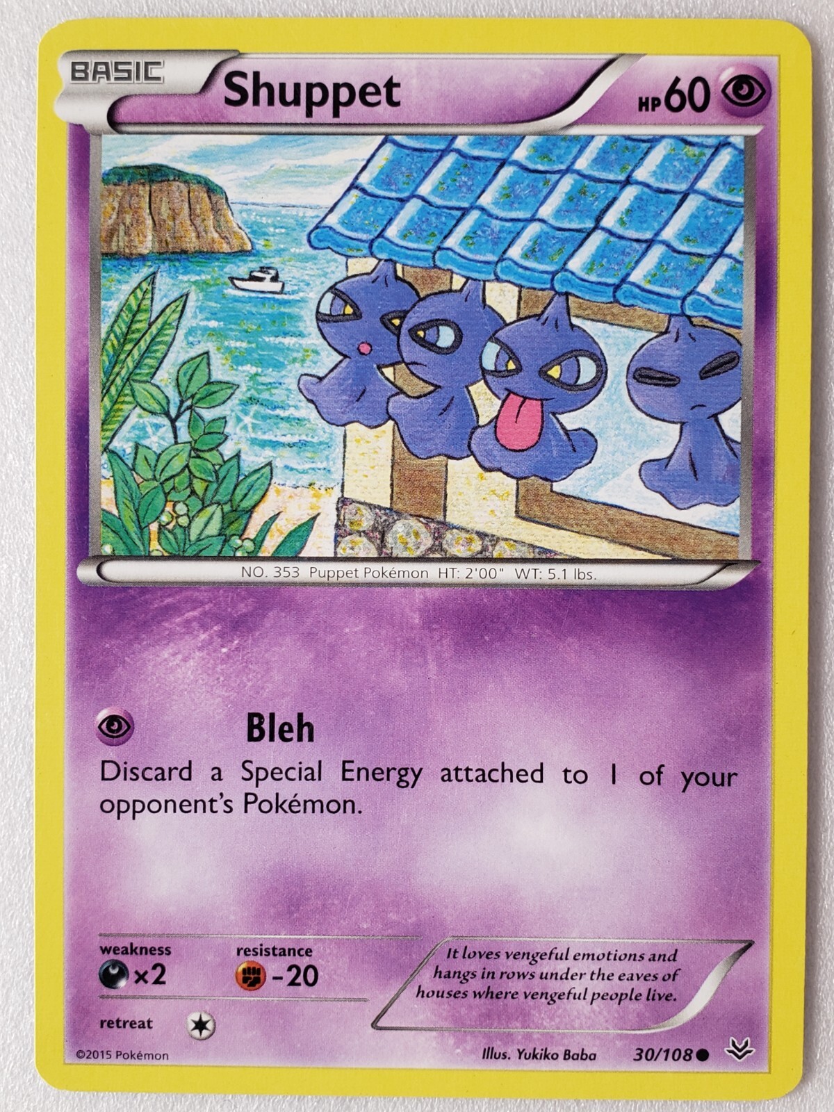 Shuppet 30/108 - LP / VLP - XY Roaring Skies Pokemon Card - Yukiko Baba Art