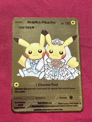 Goldene Karte Hochzeit Mr & Mrs Pikachu Hochzeit Liebe massiv Metall Ich wähle dich
