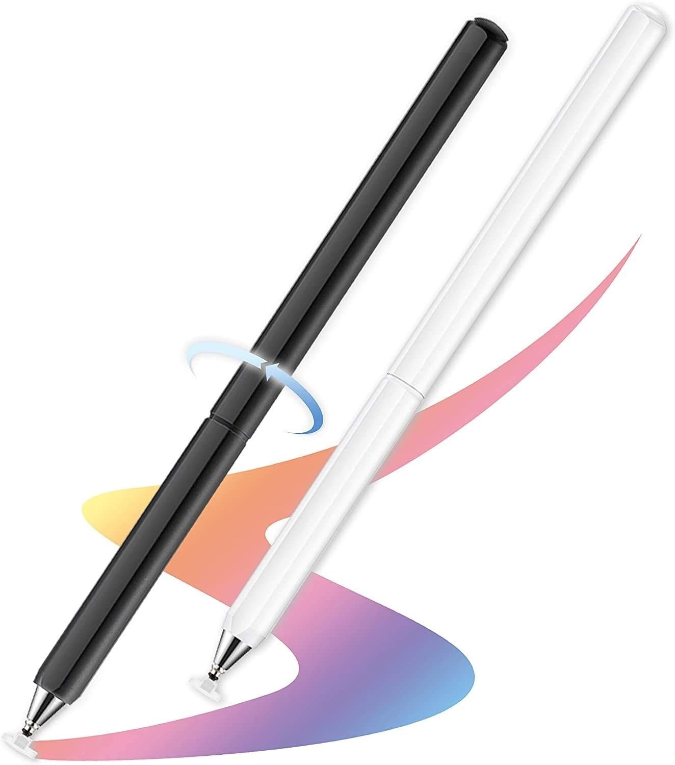 Universal High-Sensitivity Stylus Pen - Precision Capacitive Disc in Black & White-image