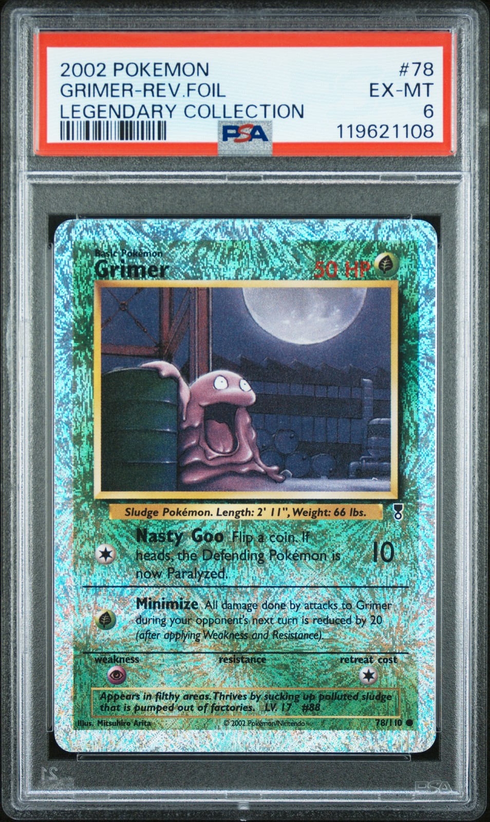 2002 Pokemon Legendary Collection #78 Grimer Reverse Foil PSA 6 EX-MT