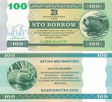 Gabris Fantasy Banknote Polen 100 Zlotych Bobrow 2025 Bon Satyryczny Zeichen