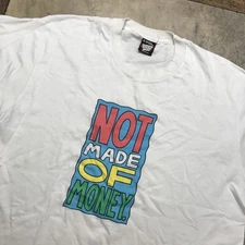 Vintage 'NOT MADE OF MONEY' Single Stitch T-Shirt Screen Stars Tag Size XL Read