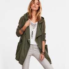 Free People Drippy Linen Army Hooded Wrap Jacket Small P/S