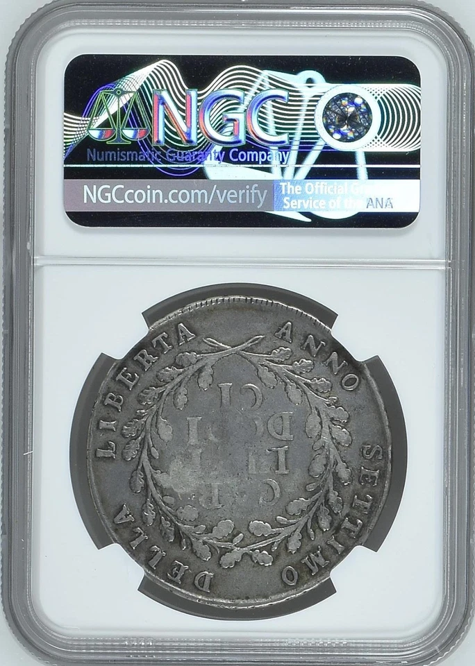 1799 Italian Sates, Naples, 12 Carlini / 1 Piastra Neapolitan Dav 1410 NGC VG 10 - Image 2 of 4