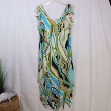 Vestido-U-II Sharon Abstracto Midi Vestido 20 Multicolor Mujer Volantes Dobladillo