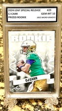 CJ CARR Notre Dame 2024 LEAF Special Release GRADED GEM-MT 10 PRIZED ROOKIE #29