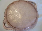 Depression Glass Jeanette Handled Cherry Blossum Pattern Serving Plate