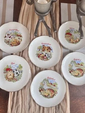 Vintage French Cheese Snack Plates - Moulin des Loups Cheese Plates x 6 Dining