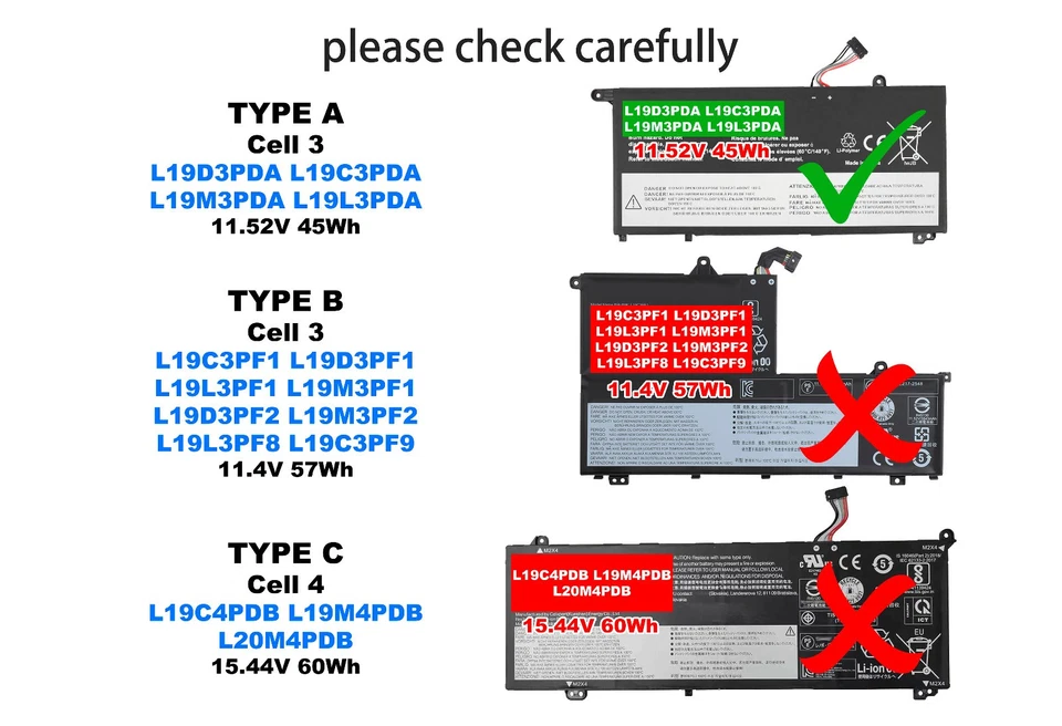 45Wh 11,52V Akku für Lenovo ThinkBook 14 Gen 2 Serien L19L3PDA, SB10Z21196 - Bild 2 von 4