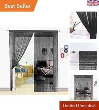 Elegant Black Bead Curtains - 90x245cm Semi-Sheer Door Decor for Modern Homes