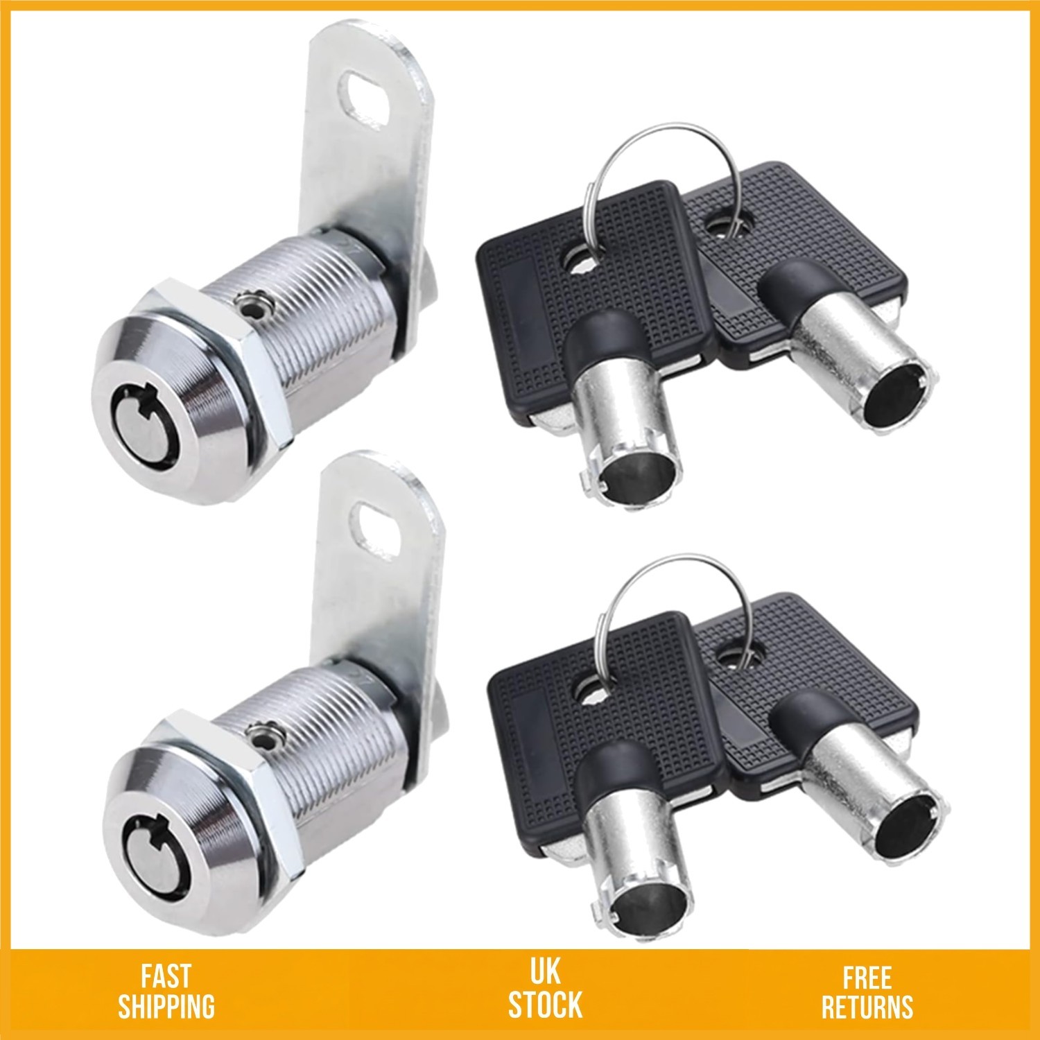 Durable Tubular Cam Locks Keyed Alike for Cabinets and Mailboxes 1-1/8in 2Pk
