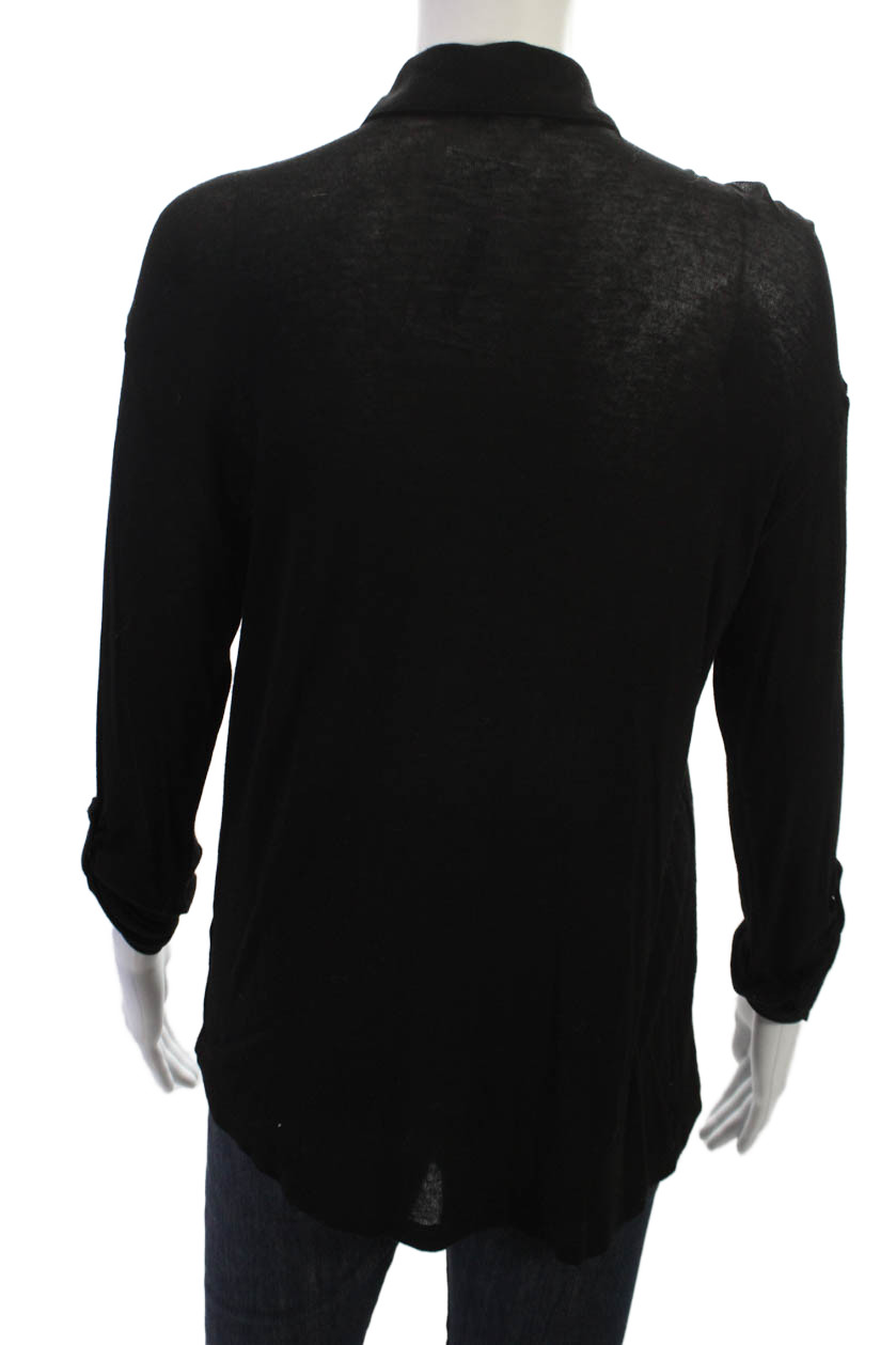 Splendid Women Black Basic Button-Up Long Sleeve … - image 3