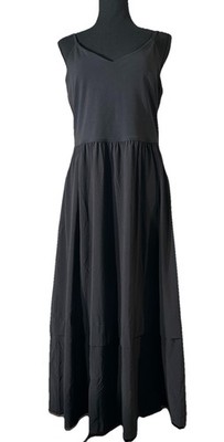 NWT Athleta Elation V Neck Hybrid Dress Pockets Black Size Medium $129