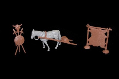 MARX Indian Pony Travois Buffulo Skin  Spear Stack toy soldiers playset 1:32