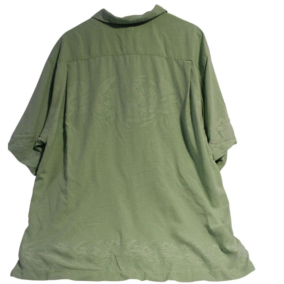 Tommy Bahama Men's Green Floral Short Sleeve Button Down Shirt - Изображение 2 из 4