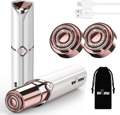 Gesichtsrasierer Damen wiederaufladbar 2 Ersatzkoepfe USB Gesichtshaar Entferner