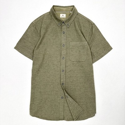 AG Adriano Goldschmied Shirt Mens M Sample Line Cotton Linen Olive Green