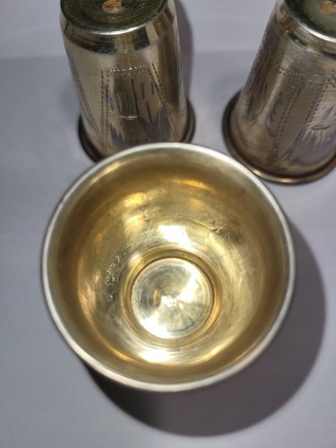 Set Of 3 Kiddush Cups Sterling Silver 84 Antique - Picture 7 of 14