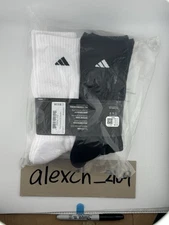 Adidas 6-Pack Men's Athletic Cushioned WHITE/BLACK Crew Socks Size L