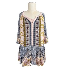 Free People Dress Tunic Women's S Portobello Road Cold Shoulder Boho 3/4 Sleeve