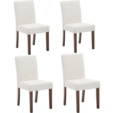 Upholstered Dining Chairs Set of 4, Fabric Kitchen Wood Leg Chairs with Cushion