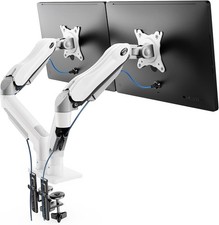 HUANUO White Dual Monitor Arm Desk Mount for 13-32 Inch Screens Desk Mount White