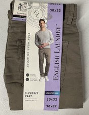 ENGLISH LAUNDRY Men's Straight Fit 5 Pocket Pants Stretch TAN Flex Waist 30x32