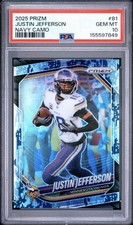 2025 Justin Jefferson Panini Prizm Navy Camo Prizm 19/25 PSA 10 GEM MINT POP 3