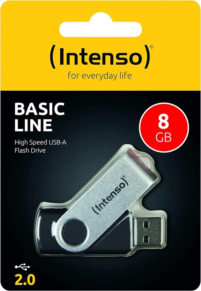 Intenso Basic Line - Flash Drive 8 GB - USB 2.0, Silver/Black - Image 3 of 4