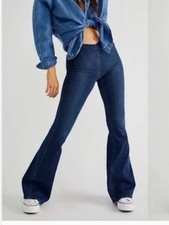 Free People We the Free Penny Pull On Flare Low Rise Dark Wash Jeans size 27