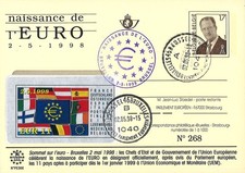 PE366 : 1998 - Entier postal belge 'Naissance EURO et 1pays aptes' / cachets A+B