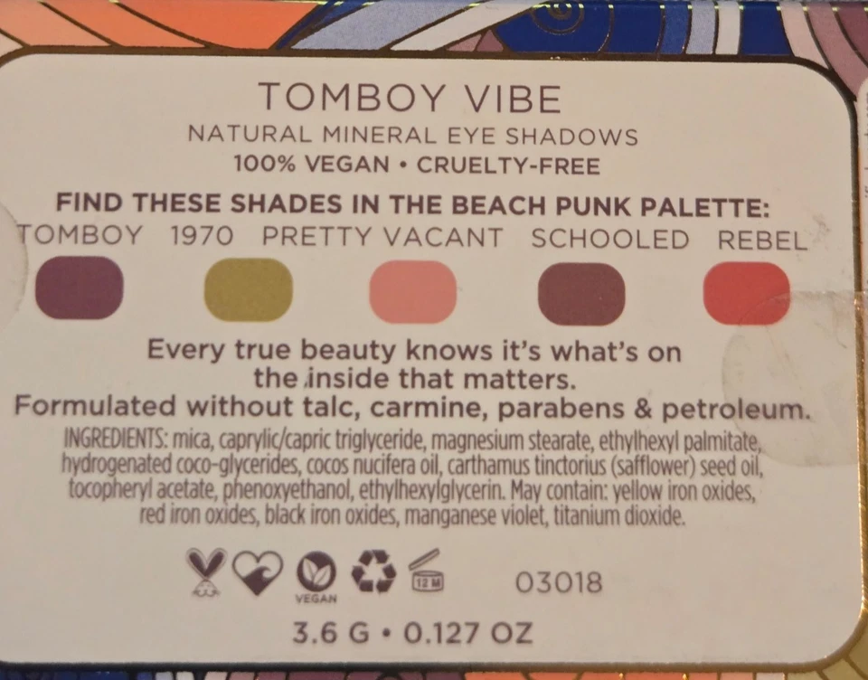 PACIFICA Natural Mineral 5 Eyeshadow Palette in Tomboy Vibe NEW - Image 2 of 2