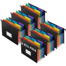 2-in-1 Expanding Hanging File Folders for Filing Cabinet, 7 Pockets Extra Cap...