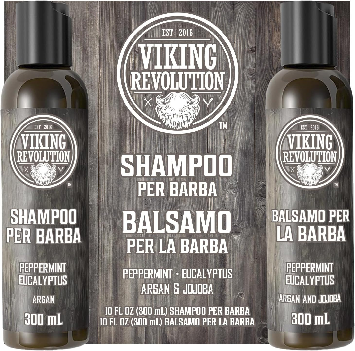 Set Regalo Barba Uomo - Shampoo e Balsamo Menta Piperita 2 Pezzi