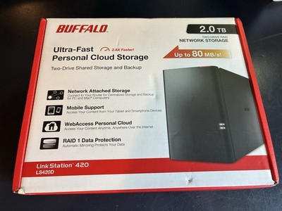 Buffalo LinkStation 420 LS420D0202 2TB 2x1TB 2-Bay RAID NAS New Factory Sealed