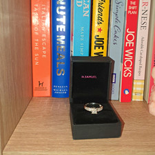 H. Samuel 9ct Hallmarked White Gold Round Diamond Engagement Ring Size O RRP£899