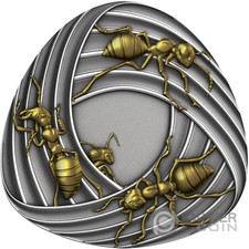 MOBIUS STRIP ANTS Gilded 1 Oz Moneta Argento 20$ Liberia 2026