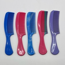 Vintage 1980s Goody Lot of 5 Plastic 6 1/2" Unbreakable Combs - Unused Old Stock