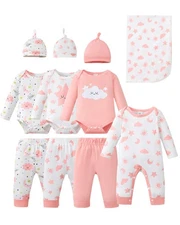 Newborn Baby Girl Boy Clothes Fall Winter Essentials 11-Piece Layette Set wit...