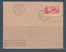 enveloppe 1er jour poste aérienne ville stylisée Marseille  20 07 1949 Decaris
